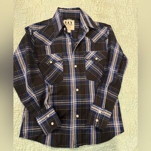 Ely Cattleman boys western plaid snap shirt size 8